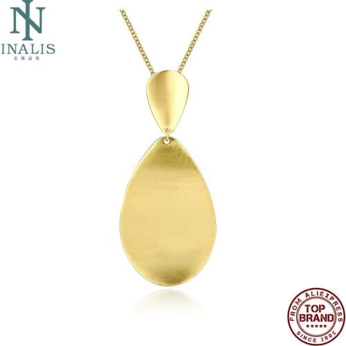 INALIS Gold Plated Necklaces For Women Water Drop Shape Pendant Necklaces Classic Fashion Girls Simple Easy To Match Jewelry