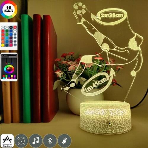 Bedside Night Light Lamp 3D LED Touch Switch Play Soccer Kids Room Nightlight Bluetooth Speaker Color Control Football Fans Gift