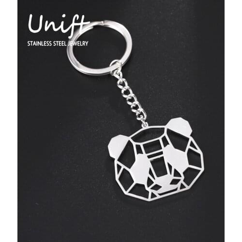 Unift Simple Hollow Panda Key Chain Stainless Steel Car Keychain Cute Keychain for Women Men Animal Trinkets Gift for Friends