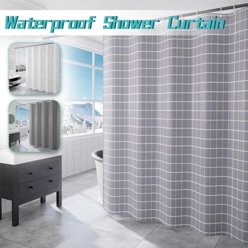 Grid Shower Curtain with 12 Hooks, Fabric Shower Curtain for Bathroom, Machine Washable Shower Curtain Sets, 72''×72