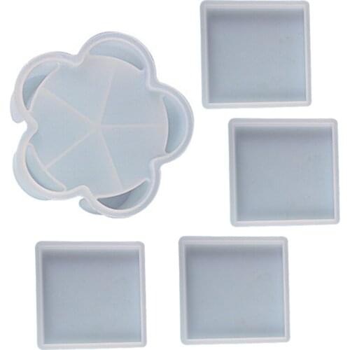 Silicone Flower Coaster Molds Flower Silicone Epoxy Resin Molds Glossy Silicone Mold for Agate Resin Coasters Cup Mats Y4QB