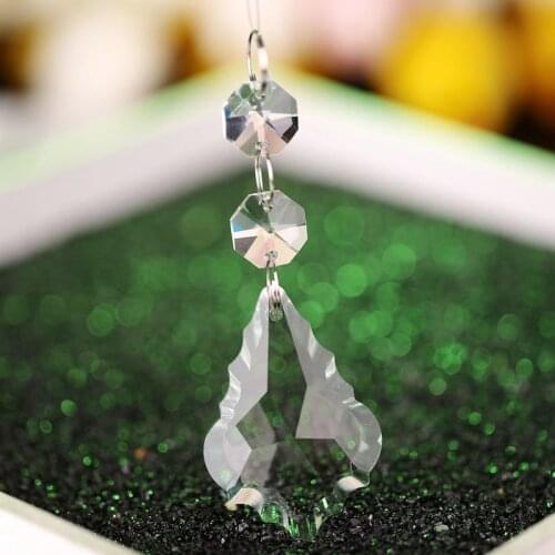 50mm Glass Prism Drop Crystal Chandelier Hanging Pendant Maple + Octagon Beads Glass Ornament Crystal Prism Hanging Pendants