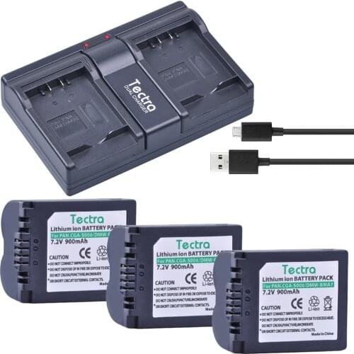 Tectra 3pcs CGA-S006 CGR CGA S006E S006 S006A DMW-BMA7 DMW BMA7 Battery+Dual Charger for Panasonic DMC FZ7 FZ8 FZ18 FZ28 FZ30