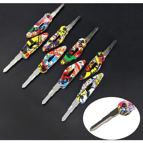 Universal Motorcycle Remodel Keys Embryo Graffiti folding Key Head Automatic Bouncing Keychain