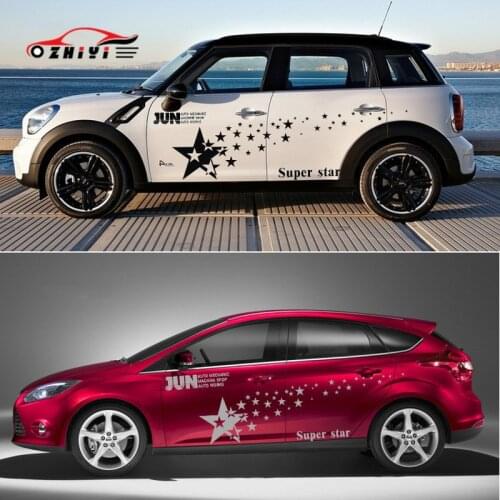 Car Door Side Stickers 1.6M Vinyl Wrap Stars Patterns Styling Body Sticker Decal To Cover Scratches for All Cars and Off-road