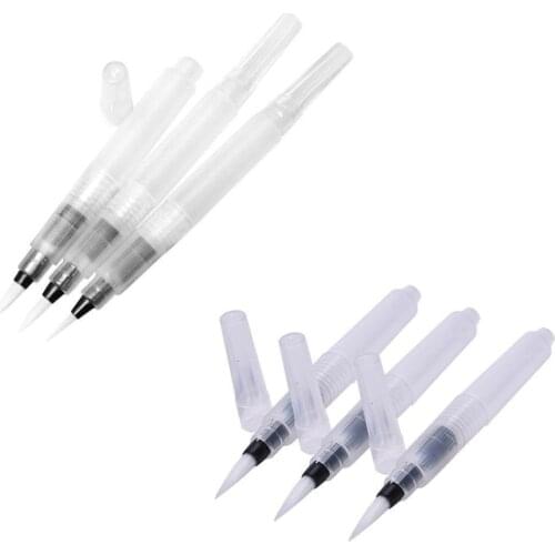 XRHYY 6 Pcs/Set Water Brush Pens,Assorted Brush Tips,Artist Paint Brush for Watercolor Crayons Oil Acrylic Painting