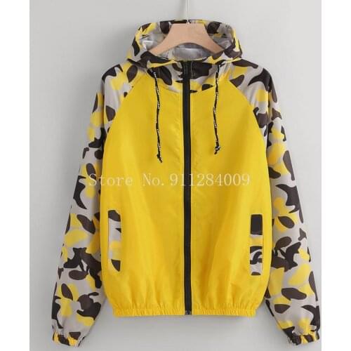 Women Army Green Camouflage Patchwork Print Hoodie Hip Hop Sudaderas Mujer Sportwear Tracksuit Hooded Coats Zipper Sweatshirts