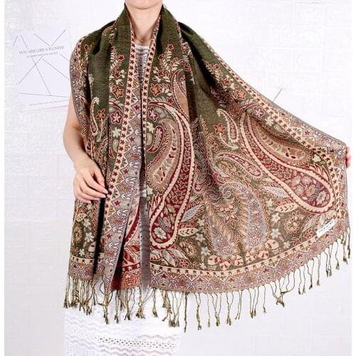 Bohemian Style Cashew Jacquard Scarf Women Winter Long Soft Shawls and Wraps Ladies Print Headscarf National Wind Travel Scarves