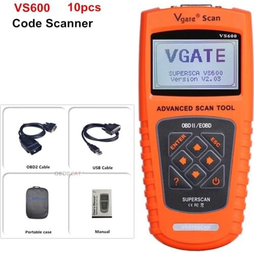 10pcs DHL Vgate Scan Tool VS600 OBD2 EOBD Scanner Automotive Auto Diagnostic Tool Scanner Car Escaner Automotriz Universal