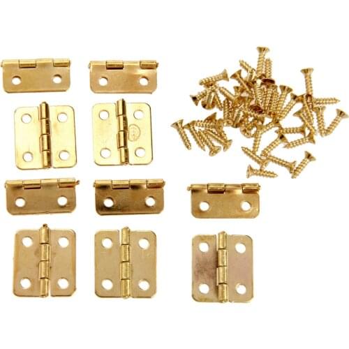 10pcs/lot Gold Hinges+40 screws Iron Decorative 18*16mm 4 holes Vintage Wooden Jewelry Gift Box Wine case Furniture Accessories