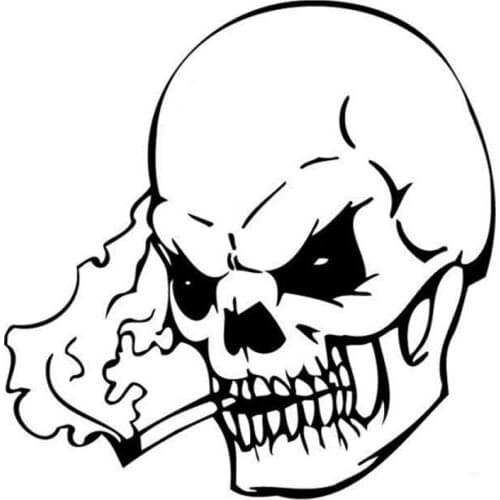 14.9*15.2CM Fashion Skull Cigarette Car Stickers Interesting Motorcycle Vinyl Decals Black/Silver C7-1093