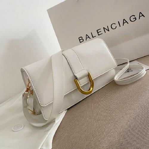 2021 Shoulder Bag Metal Buckle New Design Pu Leather Casual Solid Color Crossbody Bags For Women Сумка Женская Сумка Через Плечо