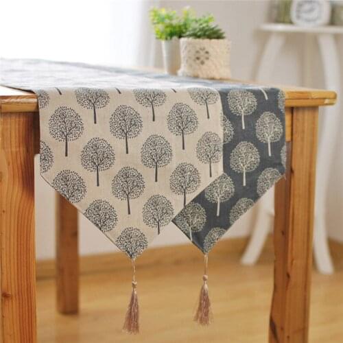 300x140/180/220cm 3 Size Table Runner Modern Tree Pattern Chirstmas Party Wedding Decor Crafts Linen Cotton Table Runner