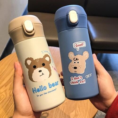 380ml/500ml Creative Cute Cartoon Animal Water Bottle 304 Stainless Steel Bouncing Cover Thermos Mug Portable Children Bottle