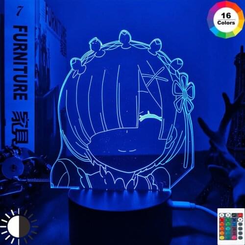 3d Anime Lamp Re Zero Starting Life In Another World LED Night Light for Room Decor Nightlight Gift Re Zero Rem Light