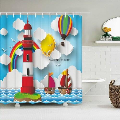 3D Printing Cartoon Bath Screens Bathroom Shower Curtain Boy Curtain Christmas Gift Decor Multi-size Shower Curtain