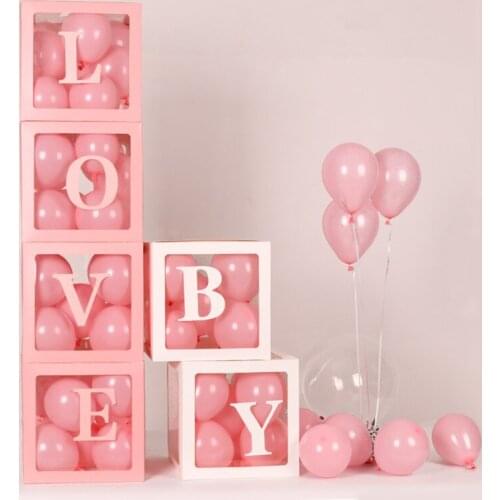 4PCS/Set Transparent Balloon Box Baby Shower Boy Girl Wedding Birthday Party Decoration Kids Baby Shower Balloon Box Party Deco