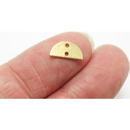 Brass half round charm connector 10x5.4x1mm Half moon raw brass earrings findings Geometric -50pcs R101