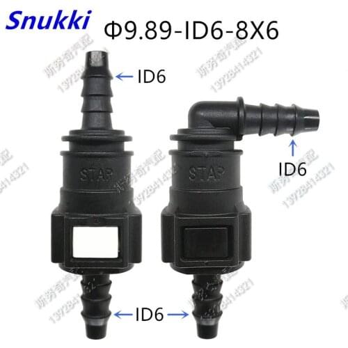9.89mm 9.89 ID6 auto plastic Fuel line quick connector female male connector 180 degree fuel pipe fittings for Car 10 set a lot