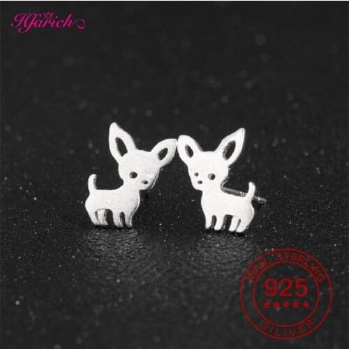 925 Sterling Silver Chihuahua Stud Earrings for Women Kids Jewelry Trendy Hypoallergenic Earrings Animal Cat Paw Ear Piercing