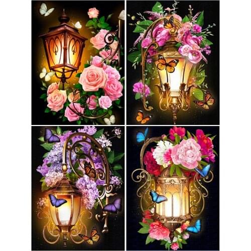 5d DIY Diamond Painting Flower Full Square Diamond Embroidery Flowers light Mosaic Picture with Rhinestones Pattern Home Decor