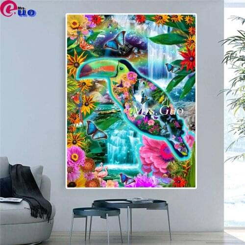 Diamond Painting Colourful Toucan Diamond Embroidery Full Set Landscape Flower Waterfall Diamond Mosaic Picture Diamond Art Kit
