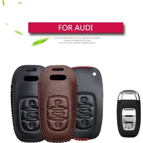 Real Leather Car Key Case Cover For Audi A3 8P 8L 8V A4 B5 B6 B7 B8 B9 A5 A6 C6 C5 A1 A8 Q5 Q7 Q3 S3 Key Shell Auto Accessories
