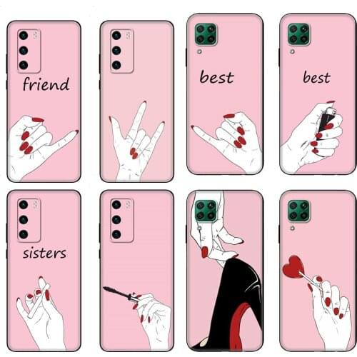 Black tpu Case For Huawei P30 Lite P30 Pro P40 Case For Huawei P40 LITE E P Smart 2020 Case Cover best friend and best sisters