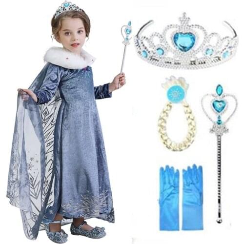 Autumn Winter Cosplay Party Children Dress Halloween Princess Dresses For Baby Girl Snow White Queen Elsa Party Dress 4-10 Years