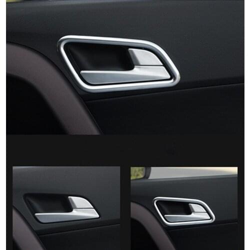 For Hyundai Creta 2015 2016-2019 Chrome Interior Inner Door Handle Bowl Cover Trim Catch Frame Molding Garnish Surround Matte