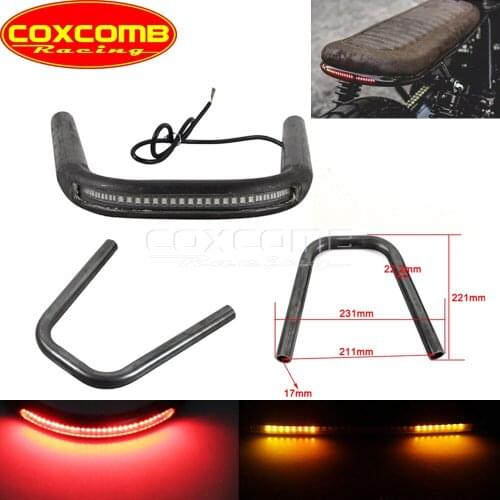 For KAWASAKI KZ Z TR W KZ400 KZ550 K750 Z650 W650 S1 1" 7/8" LED Tail Turn Signal Light Modified Flat Rear Seat Frame Hoop Loop