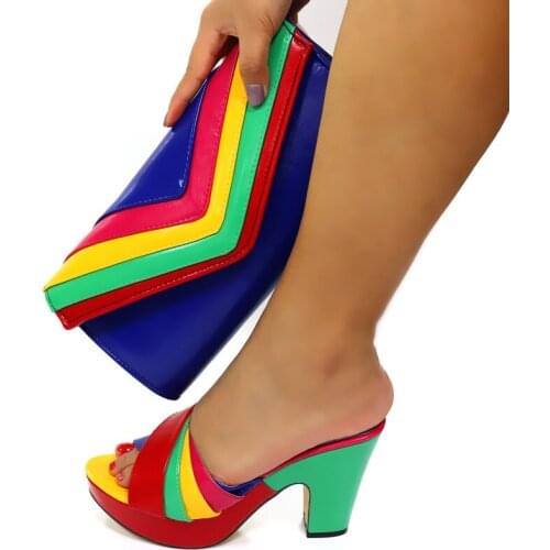 Doershow African Shoes And Bag Matching Set With yellow Hot Selling Women Italian Shoes And Bag Set For Party Wedding !HGF1-2