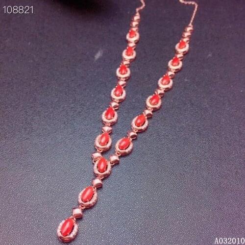 KJJEAXCMY fine jewelry 925 Sterling Silver inlaid natural red coral trendy girl new Pendant Necklace support test