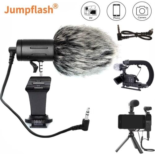 Jumpflash 3.5mm Plug Microphone With Muff Condenser Phone Video Camera Interview Recording for Canon Sony Nikon DSLR DV Vlog