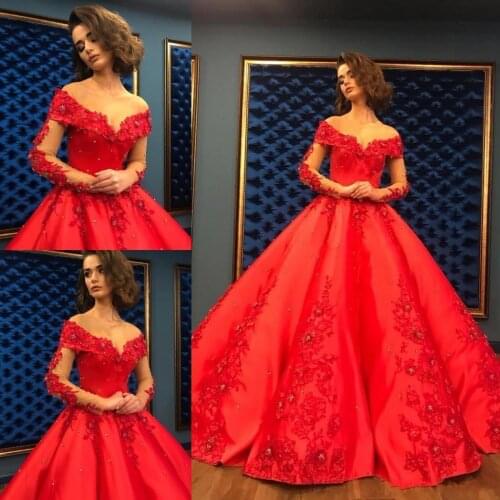 Red Wedding Dresses Ballgown Floor Length Off Shoulder Plus Size Bridal Gowns 2021 Custommade