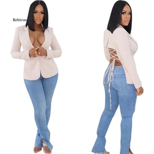 Women Jacket Solid Long Sleeve Notched Collar Single Button Slim Blazers Office Lady Fashion Clothing Autumn New