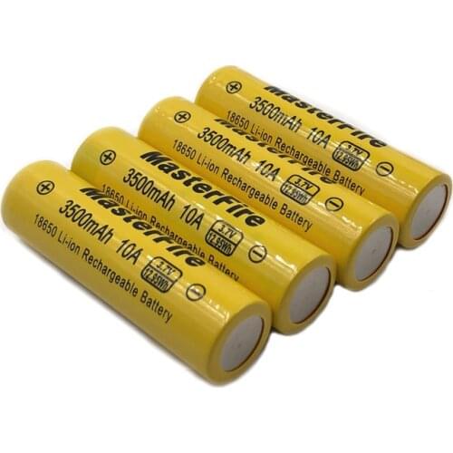 MasterFire 4pcs/lot Original 3500mAh 18650 3.7V 12.95Wh Rechargeable Battery for Toy Flashlight lithium batteries 30A discharge