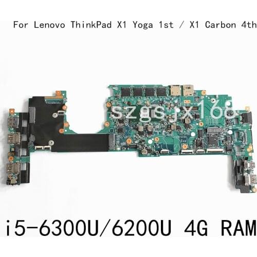 For Lenovo ThinkPad X1 Yoga 1st Gen X1 Carbon 4th Gen laptop motherboard 14282-2M W/ i5 6200/6300U CPU 4G-RAM Mainboard
