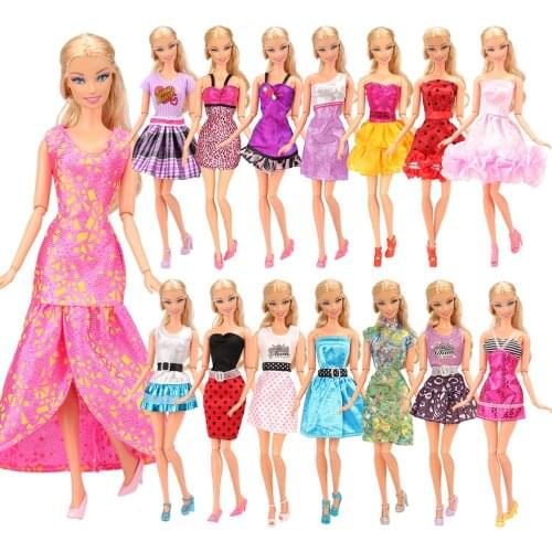 Fashion Handmade 12 items/lot Doll Accessories Kids Toys Random Doll Clothes Dress Skirts For Barbie Dressing Best Gift For Girl