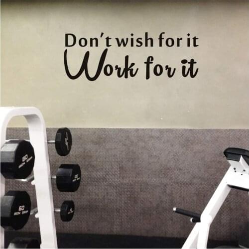 Don'T Wish For It Work For It Wall Sticker Gym Motivational Quote Wall Decals Home Decor Children Room Decoration Wall Art Mural