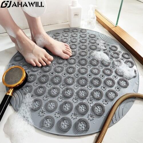 AHAWILL Non-slip Round Bathroom Mat Massage Pad Foot Safety Shower Bath Mat Floor Drainage Suction Cup Bathroom Anti Skid Pad