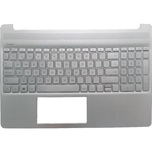 New Laptop Spanish Keyboard With Palmrest Upper Cover For HP 15T-DY 15-EF 15S-EQ TPN-Q222 Silver SP Computer Case L60341-001