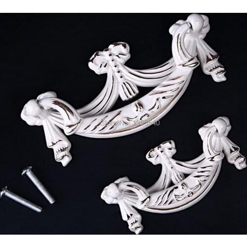 New 96mm Cabinet Drawer Handles Euro-Style Bedroom Furniture Door Knob Classical Ivory Knobs Closet Handle Drawer Bars Pulls