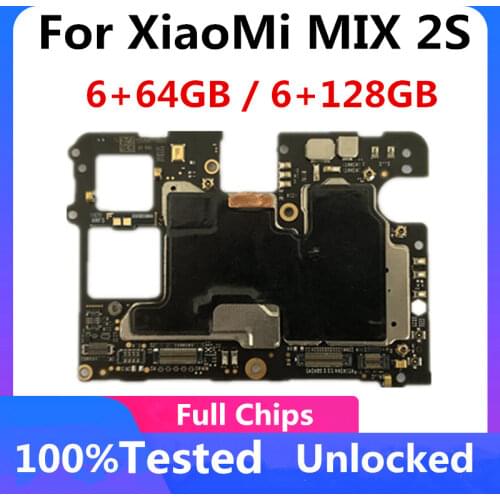 For XiaoMi MIX 2S Motherboard 6+64GB 6+128GB Original Unlocked Logic Board Mainboard With Full Chips Android System