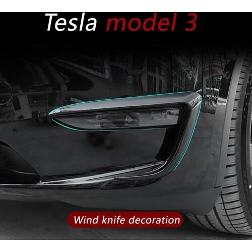 Tesla model 3 front fog lamp wind knife decorative frame with anti-collision decoration red blue white Spoiler blade refit