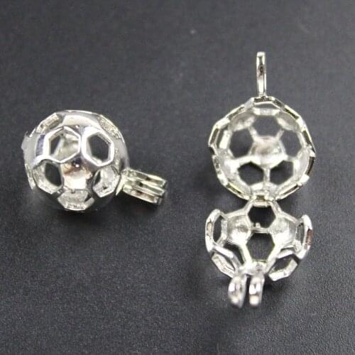 Hollow Football Charms Aromatherapy Essential Diffuser Pendant Cage Locket DIY Necklace Jewelry Women Gifts Copper Rhodium