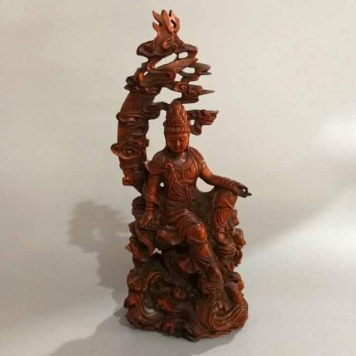 Poplar wood carving Home creative solid wood living room dedicated to Buddha carving handicrafts feng shui decoration