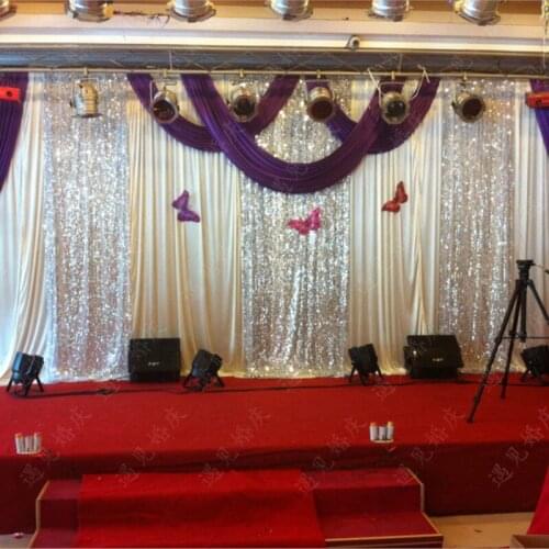 2018 Luxury 10ft*20ft shiny purple Wedding Backdrop voilet Wedding stage Curtain with sequin Wedding decoration Wedding supply
