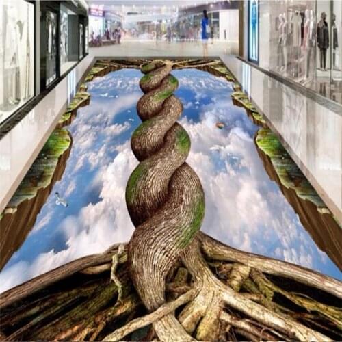 Wellyu Custom floor decoration painting 3D обои walkway exhibition hall living room sky vines 3D self-adhesive flooring painting