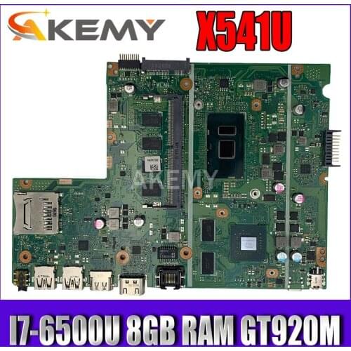 SAMXINNO For Asus F541U R541u X541U X541UV X541UVK Laotop Mainboard X541UV Motherboard with I7-6500U 8GB RAM GT920M